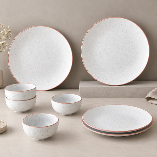 White Matte Ceramic Dinner Set - 8 pieces
