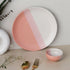 TT Pink Matte Ceramic Dinner Set 12 Piece for Family of 6 Plates and Bowls