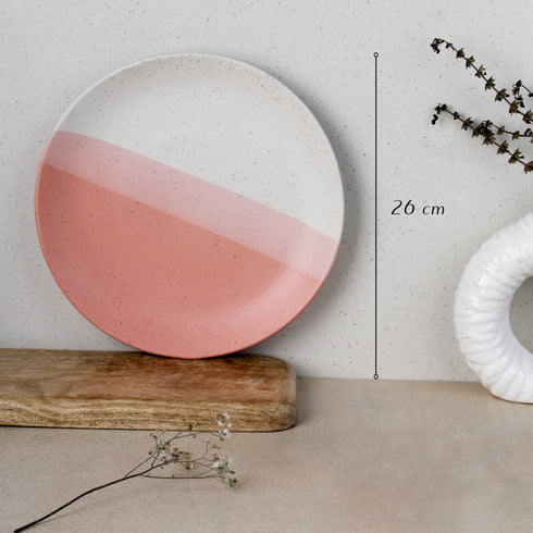 TT Pink Matte Ceramic Dinner Set 12 Piece for Family of 6 Plates and Bowls