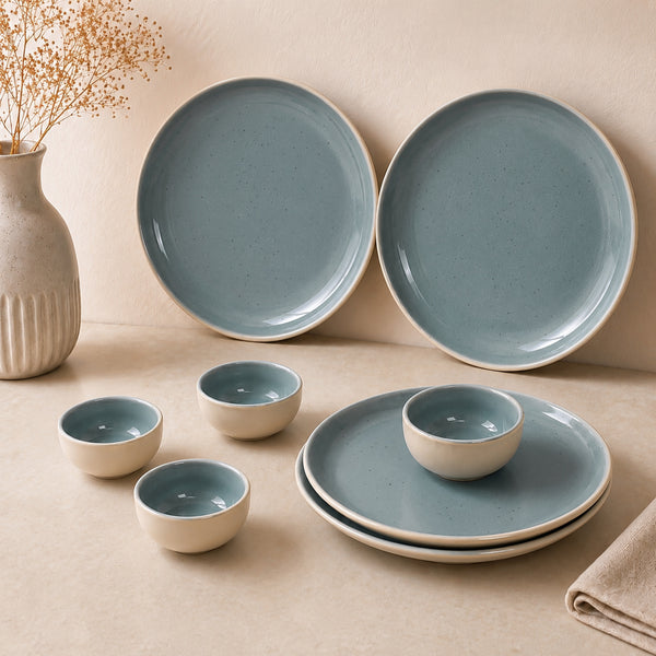 Organic Green Ceramic Quarter Plates - Set of 2