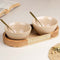 Sage Creamy Ceramic Bowl Serving Set 2 Bowls, 1 Tray, and 2 Spoon