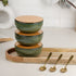 Glam Green Ceramic Bowl Serving Set 3 Bowls, 1 Tray, 3 Spoon and 3 Coaster