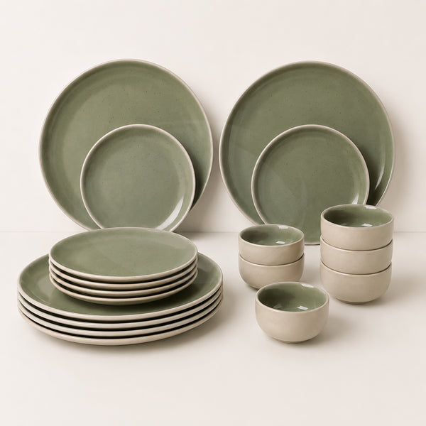 Grey Pink Ceramic Quarter Plates - Set of 4