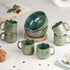 Glam Green Ceramic 2 Snack Bowl & 6 Tea Cup Combo