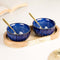 Blue Ribbed Ceramic Bowl Serving Set 2 Bowls, 1 Tray, and 2 Spoon