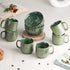 Green Ribbed Ceramic 2 Snack Bowl & 6 Tea Cup Combo