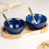 Sage Blue Ceramic Bowl Serving Set 2 Bowls, 1 Tray, and 2 Spoon