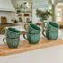 Green Frosted Ceramic Tea Set With 6 Cups