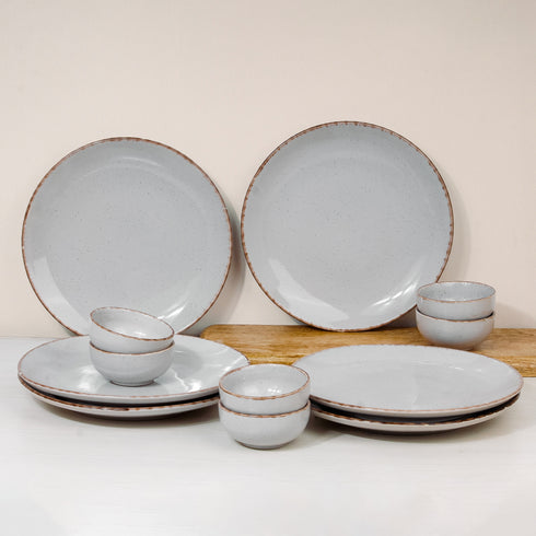 Lavender Marble Ceramic Dinner Set of 12 Pieces for Family of 6