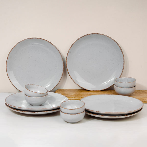 Lavender Marble Ceramic Dinner Set of 12 Pieces for Family of 6