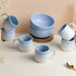 Solid Sky Blue Ceramic 2 Snack Bowl & 6 Tea Cup Combo