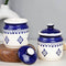 Blue Drape Ceramic Pickle Jars Set of 2 (600 ML) with Lids