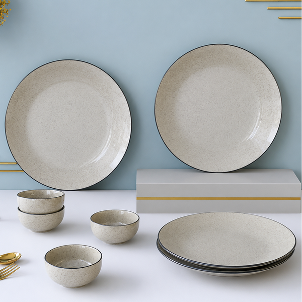 Grey Marble Ceramic Dinner Set - 8 pieces