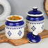 Blue Drape Ceramic Pickle Jars Set of 2 (600 ML) with Lids
