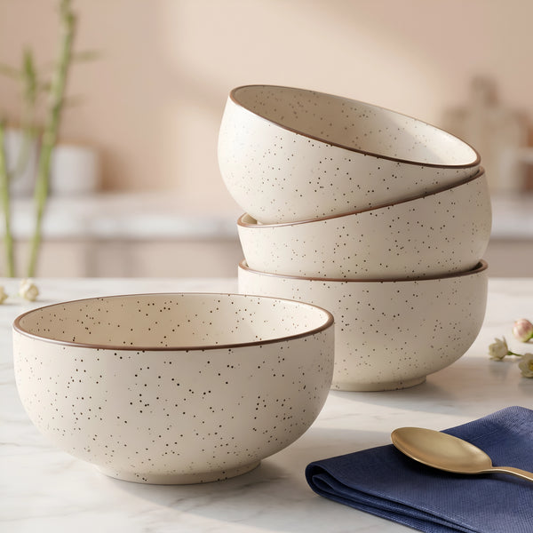 White Marble Ceramic Snack Bowls Set of 4