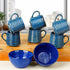 Sage Blue Ceramic Bowls and Tea Cup Combo | Microwave and Dishwasher Safe