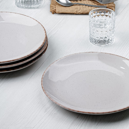 Lavender Marble Ceramic Dinner Set of 12 Pieces for Family of 6