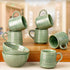 Sage Green Ceramic Bowls and Tea Cup Combo | Microwave and Dishwasher Safe