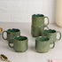 The Earth Store Glam Green Fringe Stackable Ceramic Tea Cup Set of 6, 160 ML Microwave and Dishwasher Safe