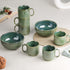 Glam Green Ceramic 2 Snack Bowl & 6 Tea Cup Combo