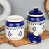 Blue Drape Ceramic Pickle Jars Set of 2 (600 ML) with Lids