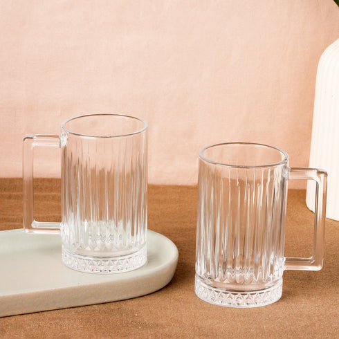 Lined Tall Glass Beer Mugs Set of 2, 300 ML