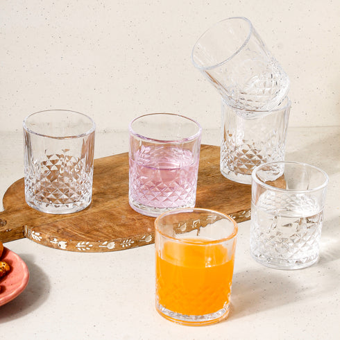 Hobnail Drinking Glasses Set of 6, 210 ML