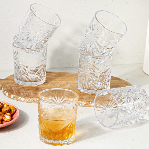 Palm Crystal Whisky Glass Set of 6, 300 ML