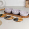 Solid Lavender Ceramic Bowls Serving Set – 3 Bowls, 3 Coaster, 3 Spoon and 1 Tray