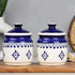 Blue Drape Ceramic Pickle Jars Set of 2 (600 ML) with Lids