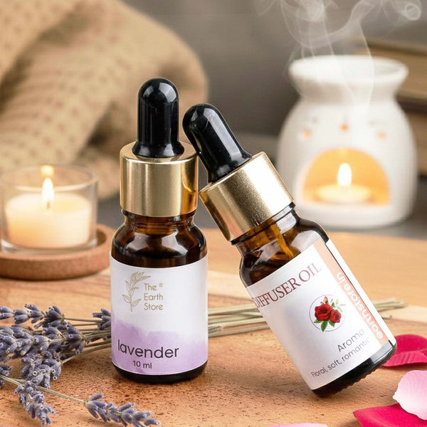 Lavender & Rose Aroma Diffuser Oil Set (10ml Each) – Soothing Floral Harmony