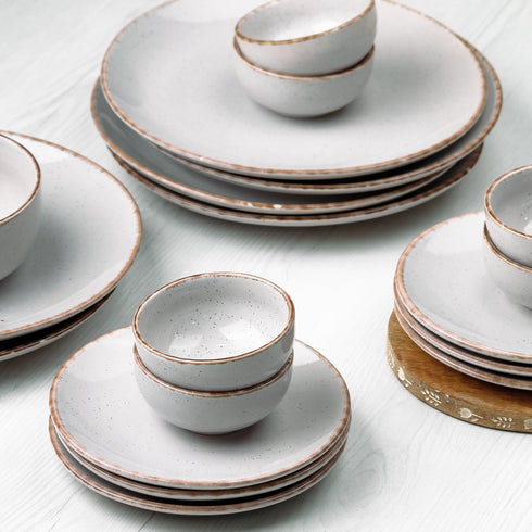 Lavender Marble Ceramic Dinner Set of 12 Pieces for Family of 6