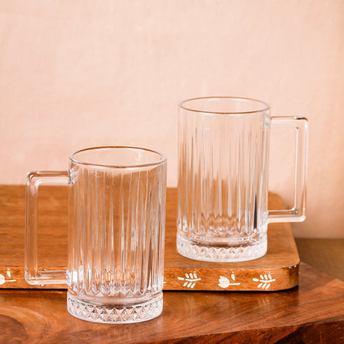 Lined Tall Glass Beer Mugs Set of 2, 300 ML