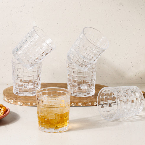 Knitted Transparent Whisky Glass Set of 6, 270 ML