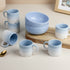 Solid Sky Blue Ceramic 2 Snack Bowl & 6 Tea Cup Combo