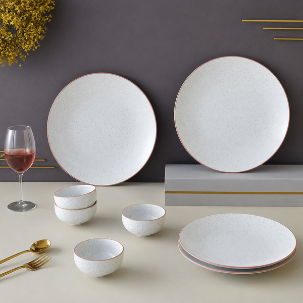 White Matte Ceramic Dinner Set - 8 pieces