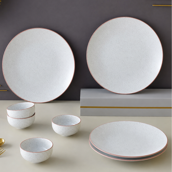 White Matte Ceramic Dinner Set - 8 pieces