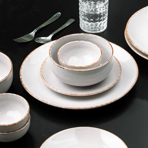 Lavender Marble Ceramic Dinner Set of 12 Pieces for Family of 6