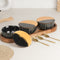 Black Stripe Ceramic Bowls Serving Set – 3 Bowls, 3 Coaster, 3 Spoon and 1 Tray