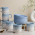 Solid Sky Blue Ceramic 2 Snack Bowl & 6 Tea Cup Combo