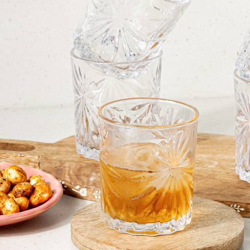 Palm Crystal Whisky Glass Set of 6, 300 ML