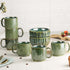 Green Ribbed Ceramic 2 Snack Bowl & 6 Tea Cup Combo