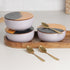 Solid Lavender Ceramic Bowls Serving Set – 3 Bowls, 3 Coaster, 3 Spoon and 1 Tray