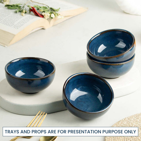 Galaxy Blue Ceramic Vegetable Bowl Set of 4, 150 ML
