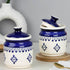 Blue Drape Ceramic Pickle Jars Set of 2 (600 ML) with Lids