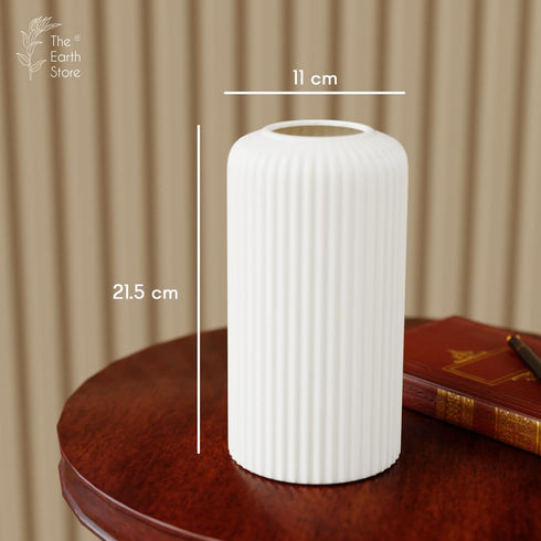 White Fringe Ceramic Vase - The Earth Store - Vase