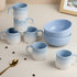 Solid Sky Blue Ceramic 2 Snack Bowl & 6 Tea Cup Combo