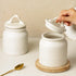 White Matte 700 ML Ceramic Pickle Jars with Air Tight Lid Set of 2