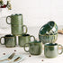 Green Ribbed Ceramic 2 Snack Bowl & 6 Tea Cup Combo