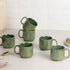 The Earth Store Glam Green Fringe Stackable Ceramic Tea Cup Set of 6, 160 ML Microwave and Dishwasher Safe